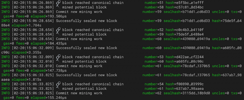 honestMiner et maliciousMiner en plein travail