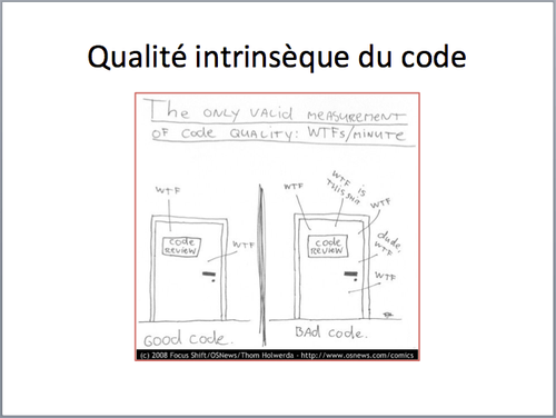 Dessin humouristique sur la qualité intrinsèque du code