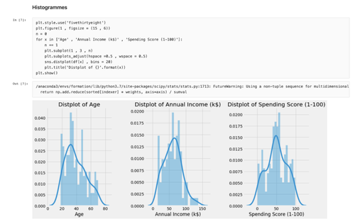 un exemple, alternant entre blocs de code et descriptions textuelles