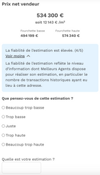 Formulaire de prise de feedback sur une prédiction proposé par meilleur agent.