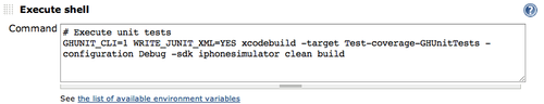 Run tests GHUnit Jenkins