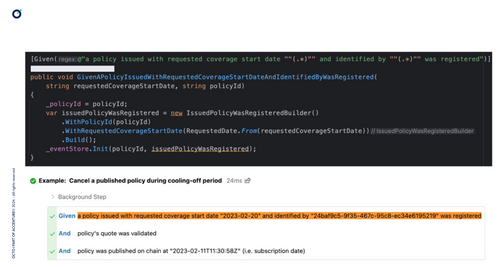 En haut, une interface (IDE),
et en-dessous son rapport HTML correspondant, généré à partir du code