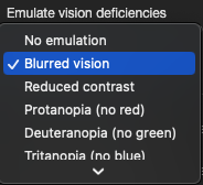 choix d'émulation de déficience visuelle