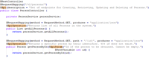 Exemple de documentation auto-générée avec SpringFox