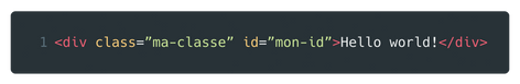 <div class="ma-classe" id="mon-id">Hello world!</div>